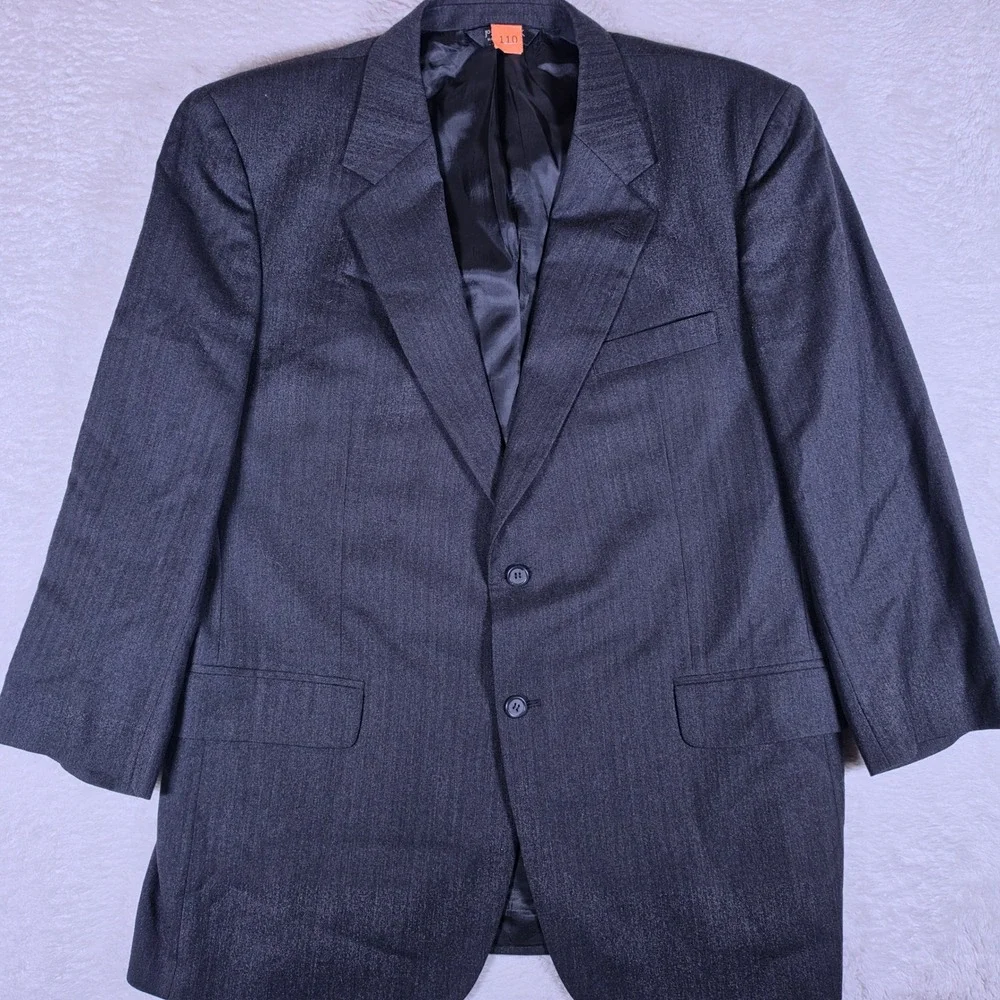 Jos A Bank Sport Coat Mens 46R Charcoal Gray Wool Cashmere Herringbone Blazer